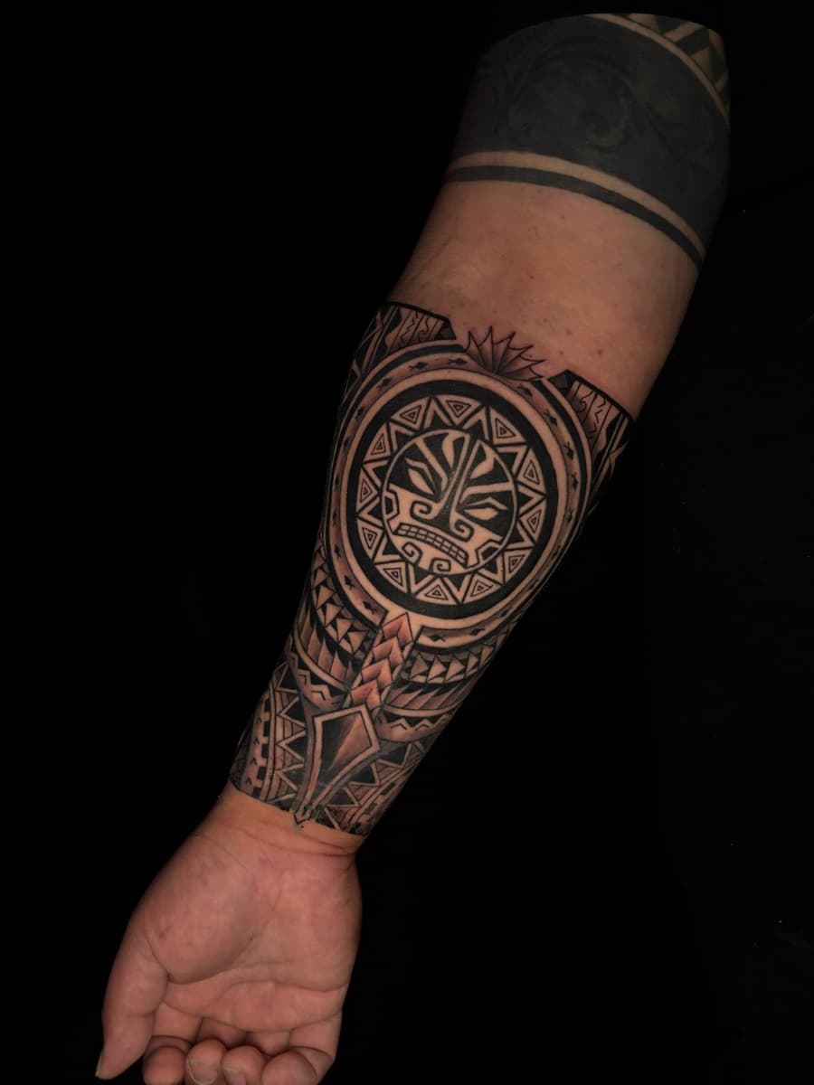 polynesian tribal forearm sleeve tattoo by park nichole lladoc — gorillaz tattoo art studio philippines